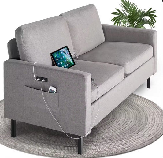 Fabric Loveseat Sofa with 2 USB