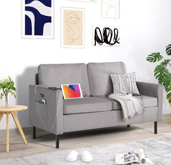 Fabric Loveseat Sofa with 2 USB