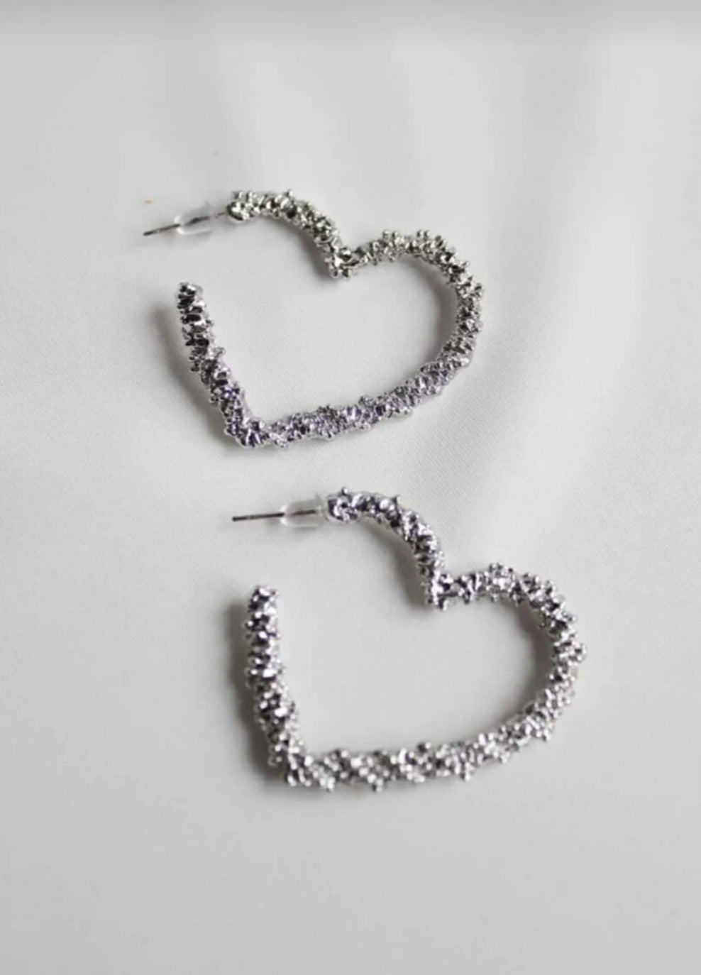 Silver Classy Heart Earrings