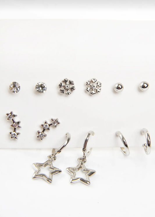 6 Set Shiny Earrings